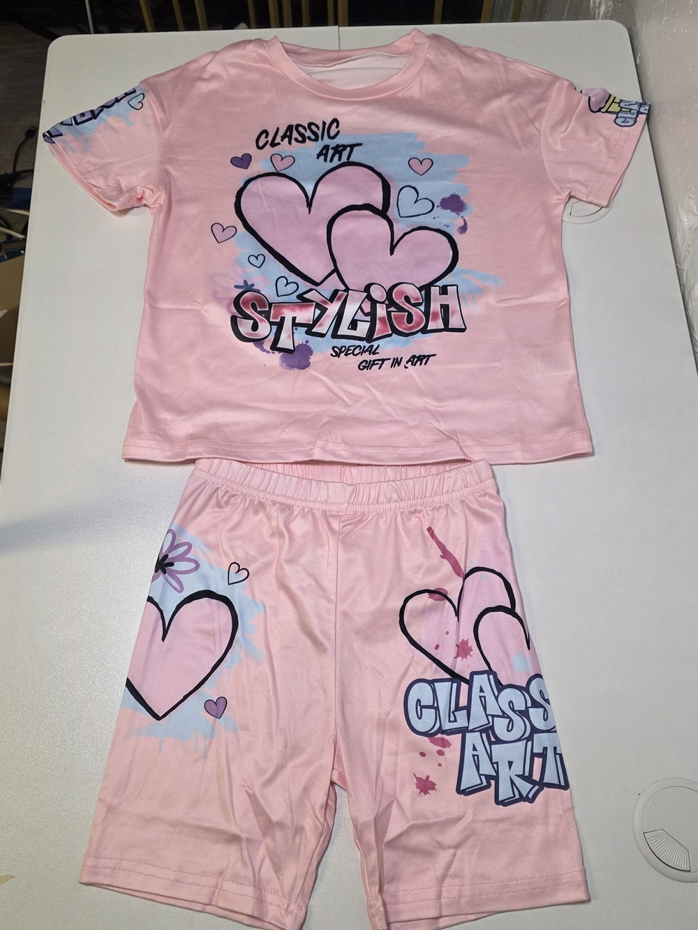PatPat Pink Heart 'Stylish' Pajama Set